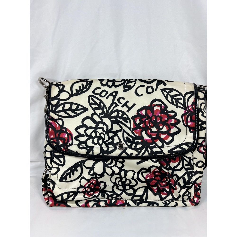 Coach Poppy Floral Graffiti Messenger Tote Red Black White & Pink